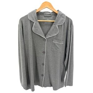 Fishers Finery Womens Bamboo Organic Cotton Pajama Top Heather Gray Medium NWT